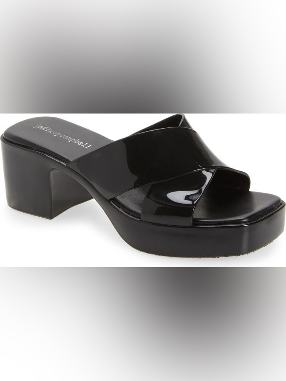 Jefferey Campbell Bubblegum Platform Sandals Slides Black Shiny Size 11 EUC